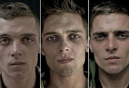 Proměny obličejů mladých vojáků, kteří prošli stresem války
