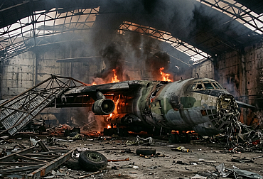 Zasažen klíčový uzel ruské údržby: Hangár pro Il-76 a L-410 v plamenech