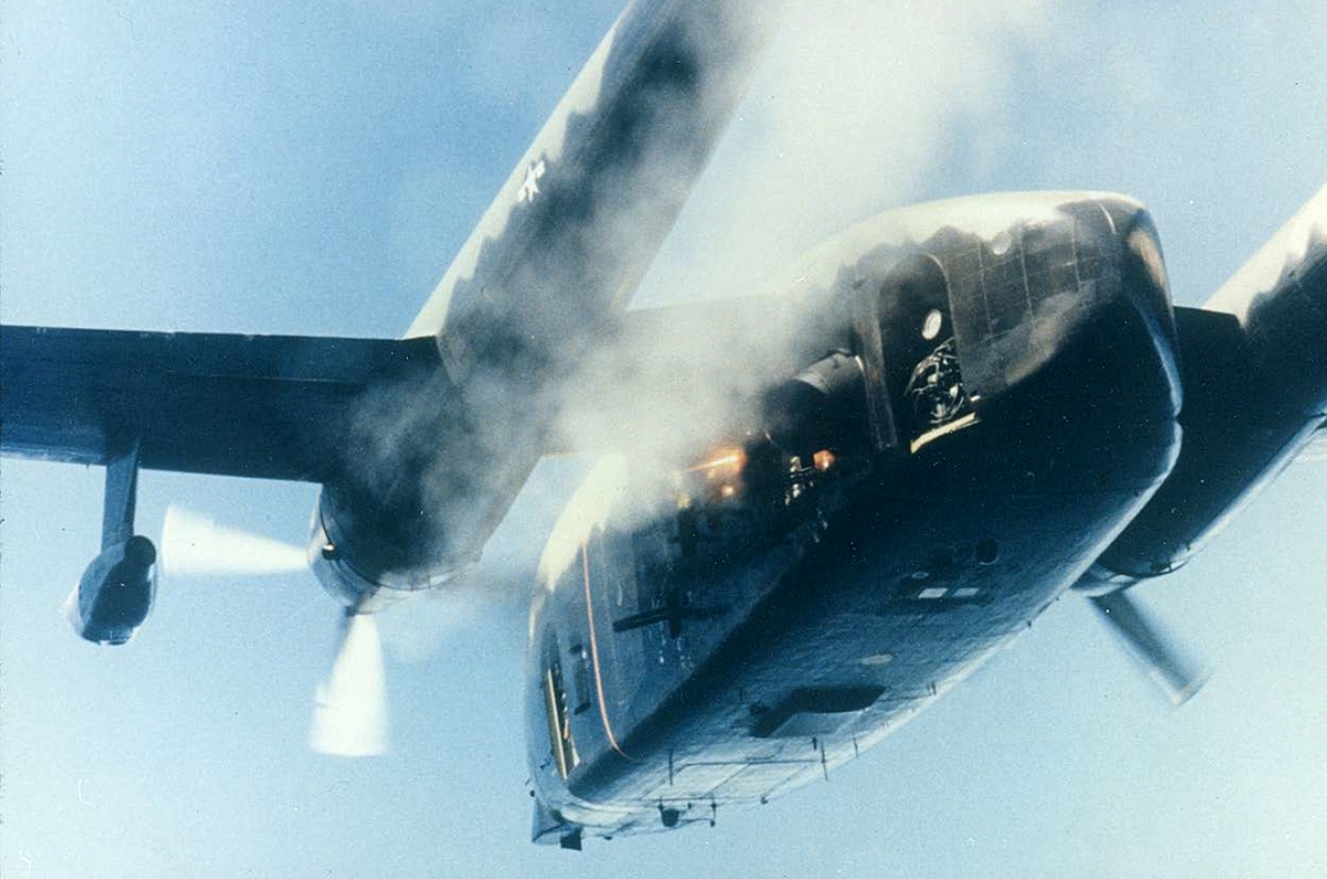 Fairchild_AC-119K_Stinger_of_the_18th_SOS_fires_minigun,_circa_in_1970