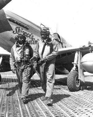 ( Nejvíce úspěchů si afroameričtí letci připsali na stojích P - 51 Mustang )