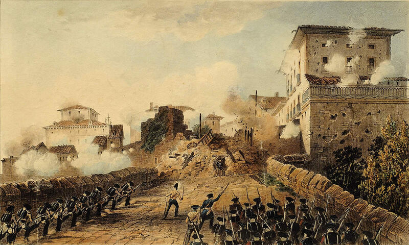 Puerta_de_Behobia_de_Irun,_bajo_el_ataque_de_las_fuerzas_Reales_Irlandesas,_el_17_de_mayo_de_1837