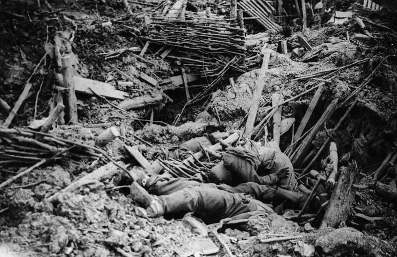 NLS_Haig_-_Smashed_up_German_trench_on_Messines_Ridge_with_dead
